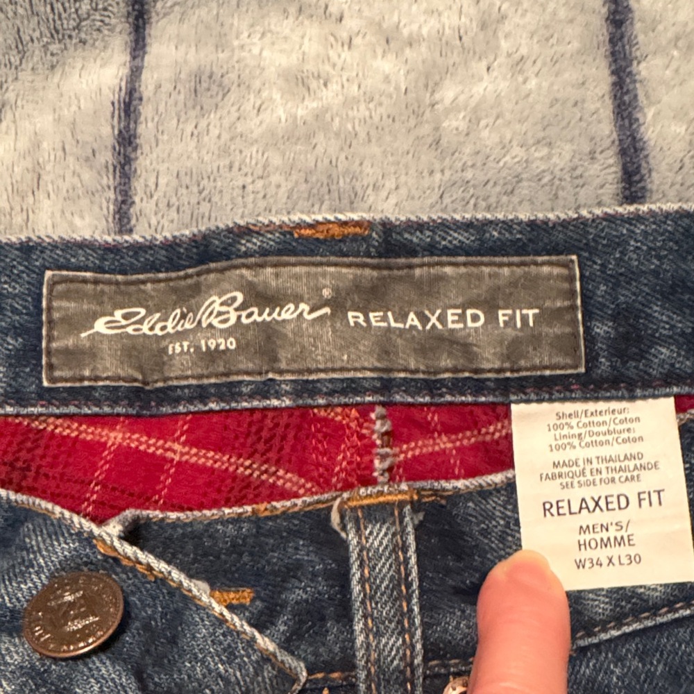 Eddie Bauer Relaxed Fit Jeans - Denim Blue, flannel lined